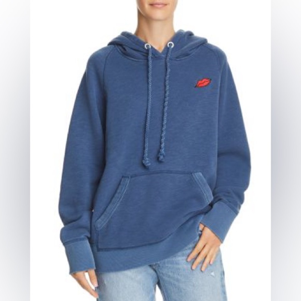 Rag & Bone Racer Lips Embroidered Relaxed Fit Hoodie M